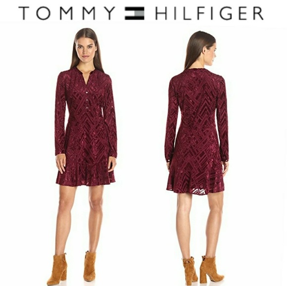 Tommy Hilfiger Dresses & Skirts - NWT Tommy Hilfiger Burnt Velvet Flounce Dress